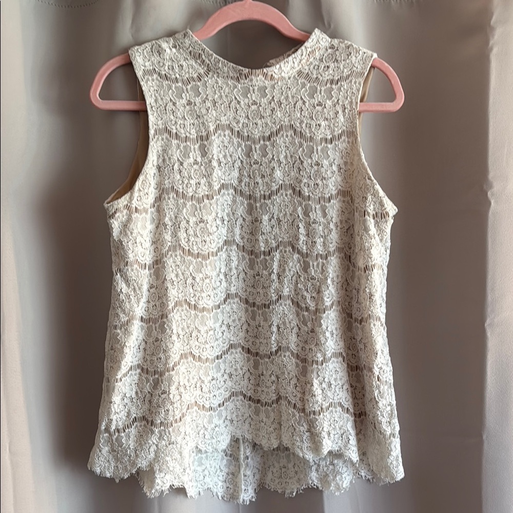 Elegant Cream Lace Sleeveless Top